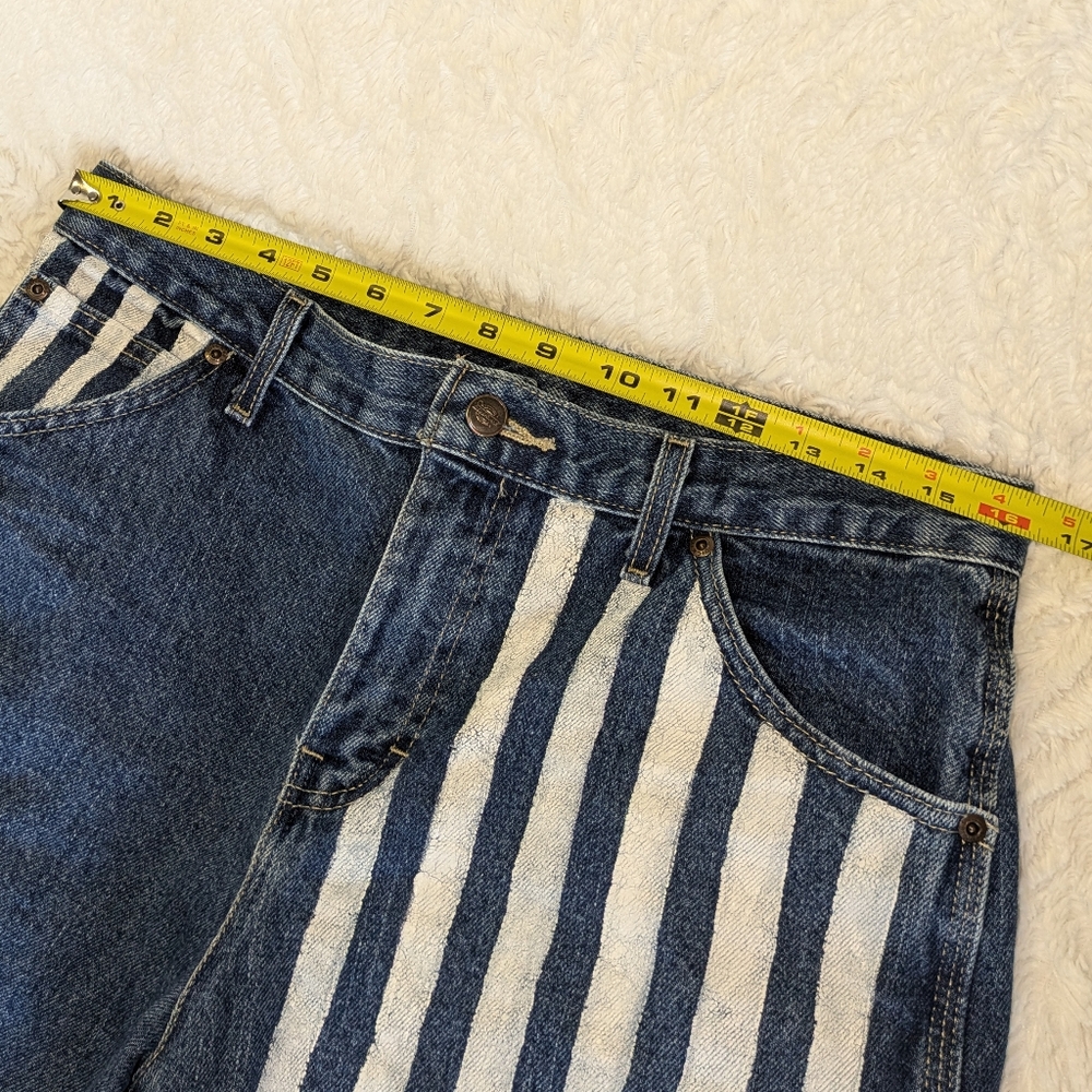 ❤ Beautiful and unique Dickies Jean shorts with white stripes 30x32 - Picture 5 of 7